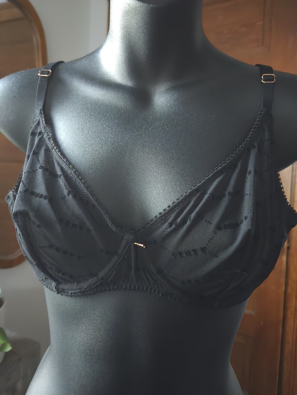 Savage X Fenty Iconic Black Mesh Underwire Bra 36B